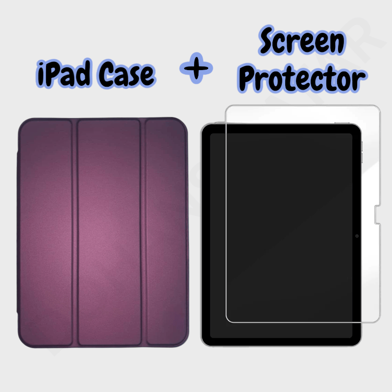 Dohans iPad Covers iPad 10.2 7th/ 8th/ 9th Gen - Purple iPad Smart Book Cover + Screen Protector