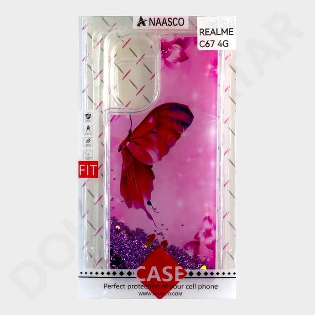 Wousunly Cover In Silicone Con Glitter E Anello Magnetico Per Realme C67 4G - Antiurto, Sottile, Colore Rosa