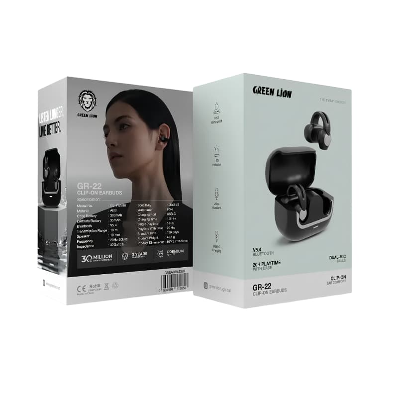 Green Lion GR-22 Clip On Wireless Earbuds - Dohans Essentials - qatar