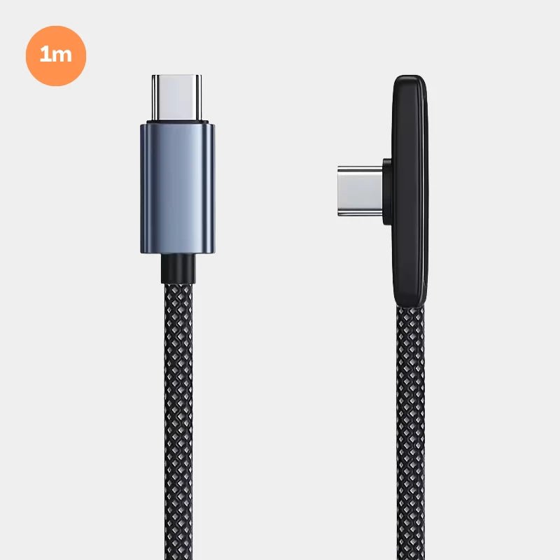 100W Braided Type-C to Type-C Fast Charging Cable 90-Degree Angled Car & Multi-Use - Dohans Essentials - qatar
