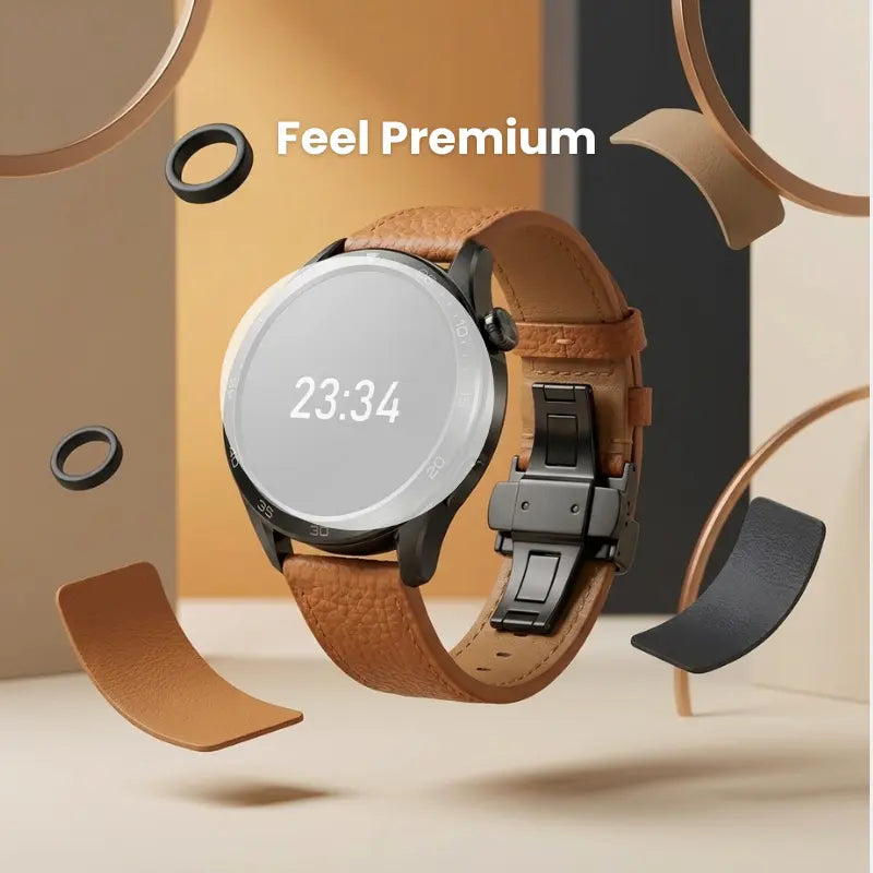 20mm & 22mm Synthetic Leather Strap for Galaxy Watch, Xiaomi Watch, Huawei Watch