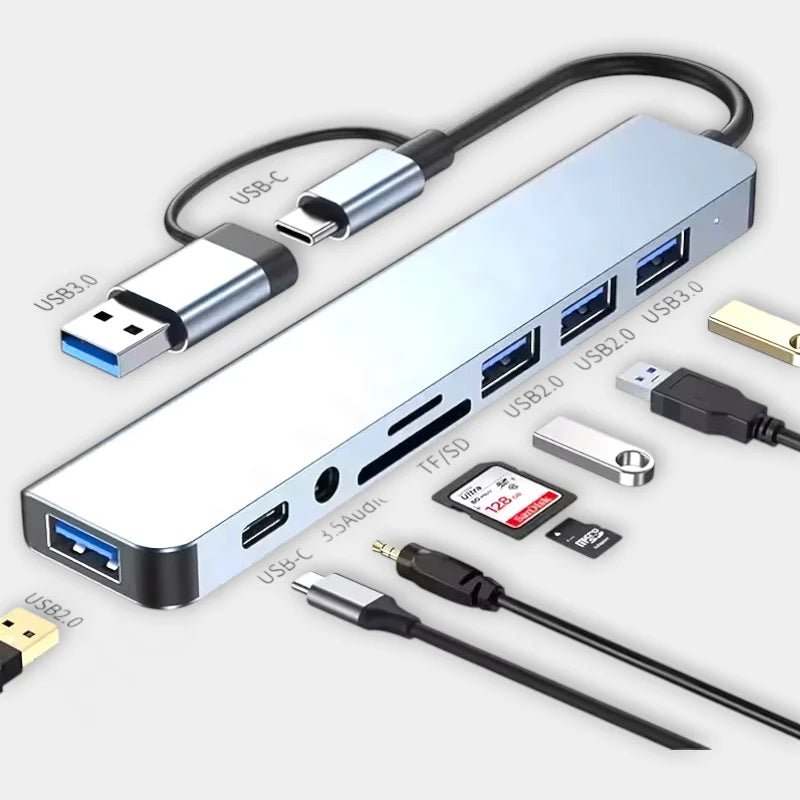 8 in 1 Multi Port Docking Station Adapter - Dohans Essentials - qatar