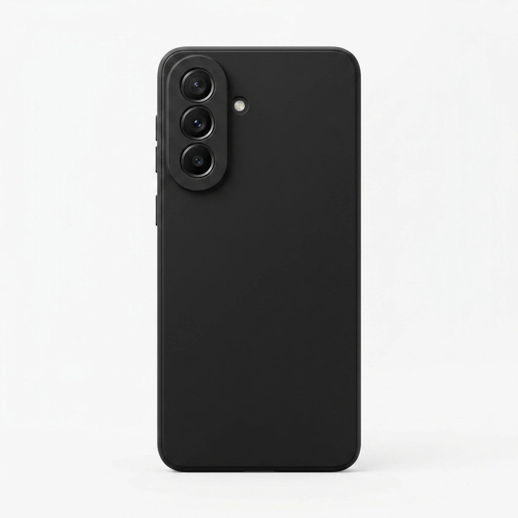 A Black protective phone case with a raised camera bumper, shown 