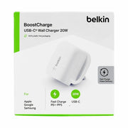 شاحن حائط سريع من بيلكين بقوة 20 واط بمنفذ USB-C، يدعم تقنية الشحن السريع PD 3.1 PPS - متوافق مع أجهزة آيفون وسامسونج وغيرها