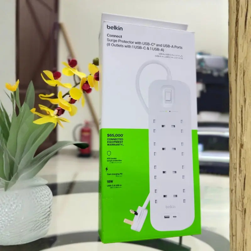 وصلات طاقة Belkin بثمانية منافذ USB-C بتقنية الشحن السريع PD وUSB.