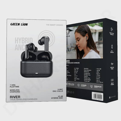 Green Lion River Hybrid ANC Earbuds - Bluetooth 5.4 Wireless with Active Noise Cancellation