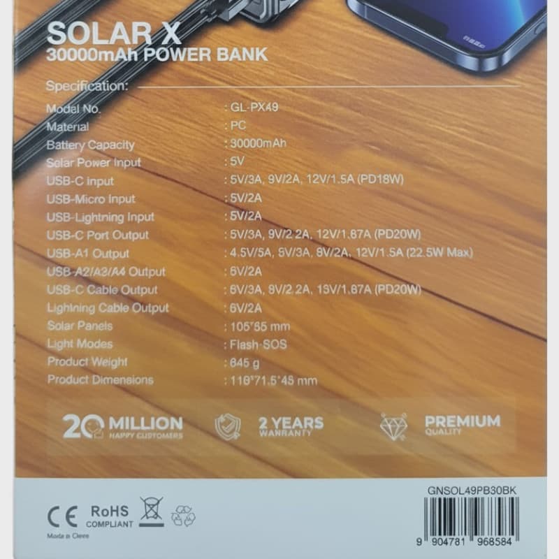 Solar Powerbank GreenLion Solar X 30000mAh
