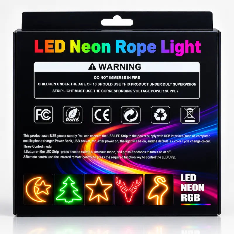 RGB LED Neon Rope Light 5V USB Powered with Remote Control