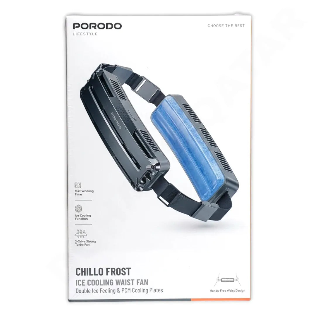 Porodo Chillo Frost Ice Cooling Waist Fan 5000mAh – Portable, 5H Battery, 10W