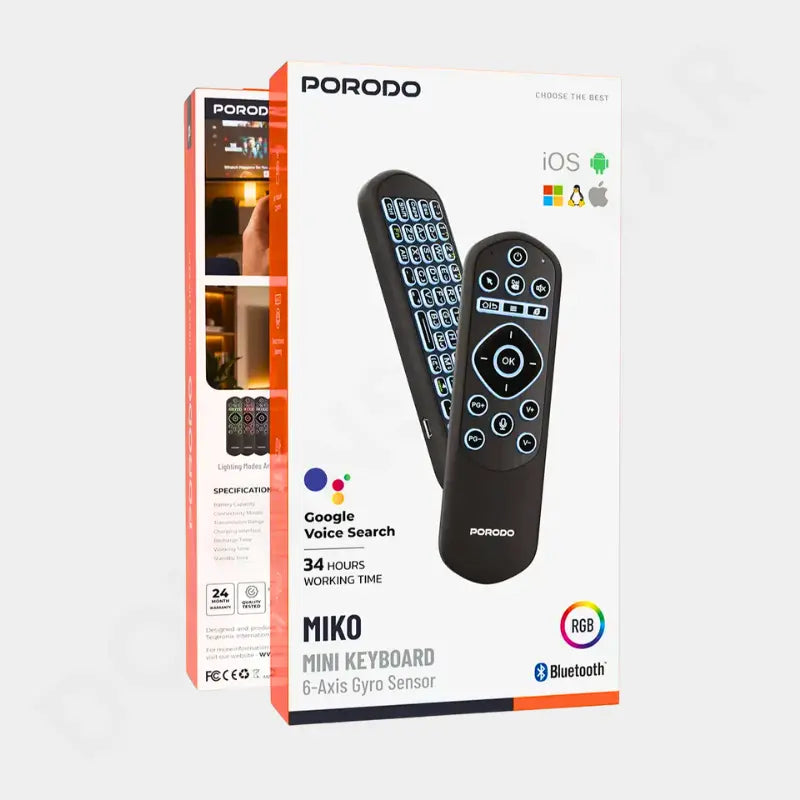 Porodo Miko Mini Keyboard 6-Axis Gyro Sensor RGB Bluetooth Remote