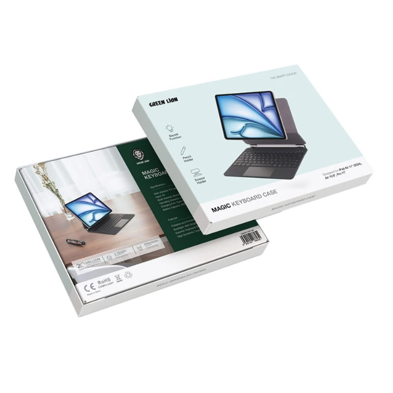 iPad Air 11 2024 / Air 11 2025 / iPad Pro 11(4th /3rd /2nd /1st Gen) Air 10.9(5th /4th Gen) Green Lion Magic Keyboard Cover & Case