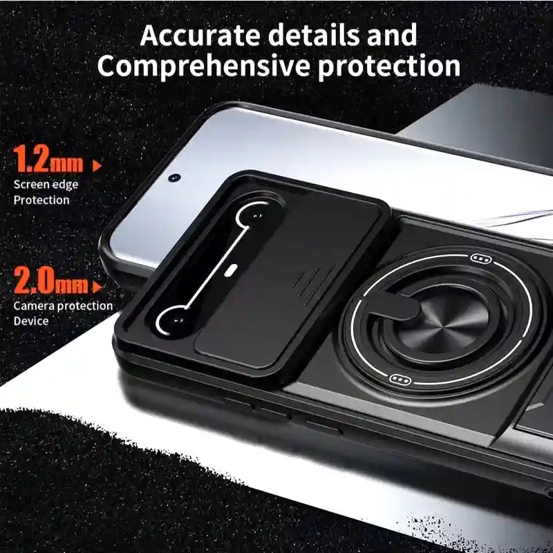 Tecno Pova Slim Magnetic Ring Holder Case – Full Mirror Cover, Kickstand, Car Mount Compatible