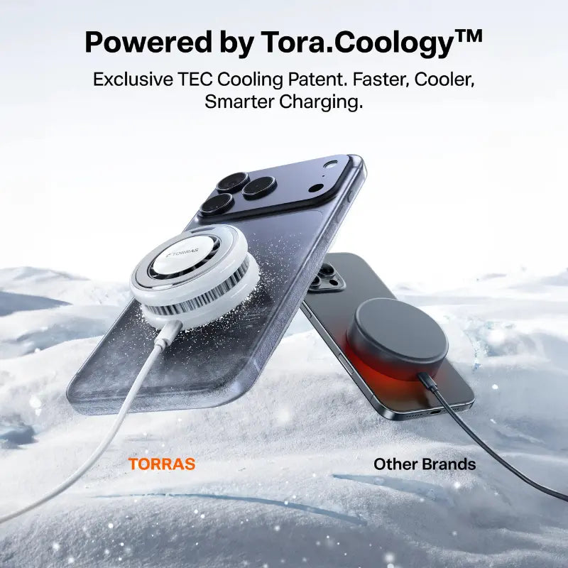 Torras Ostand PolarCircle Qi2 15W TEC Cooling Wireless Charger - White