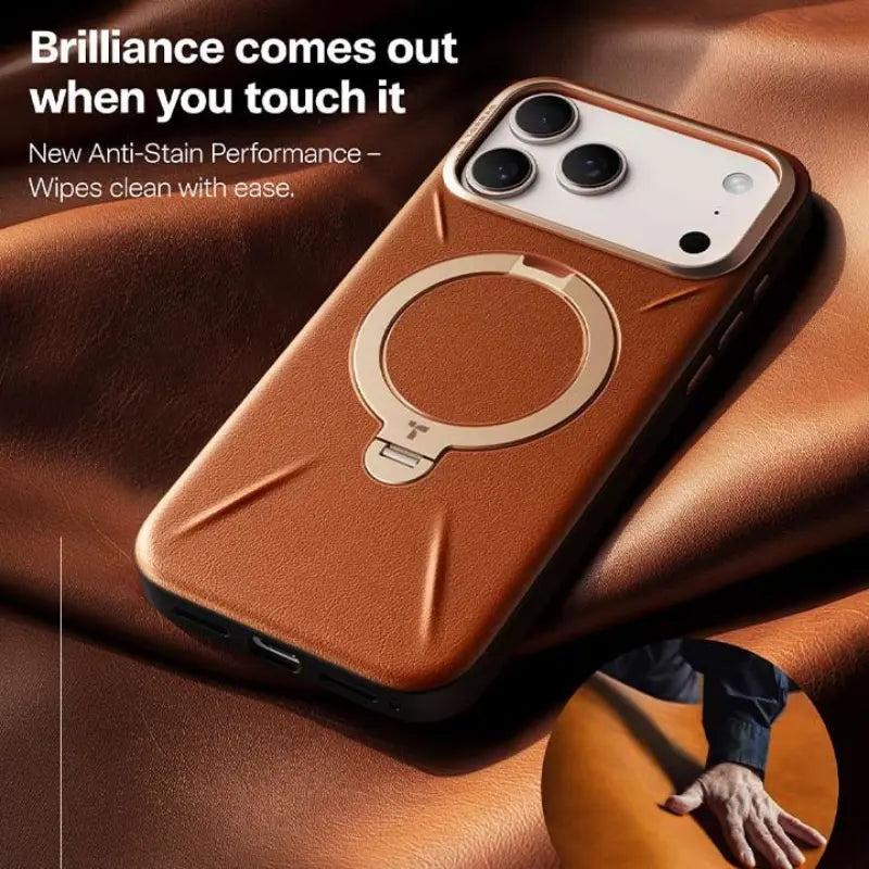 iPhone 17 Pro Max Torras QPro Leather Cover & Case - Amber Brown