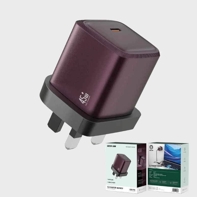 Green Lion G-Series 45W PD Fast Charging Adapter - Burgundy
