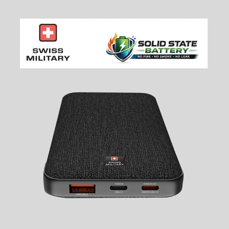 Swiss Military 10000mAh Power Bank (Solid State Battery) Black