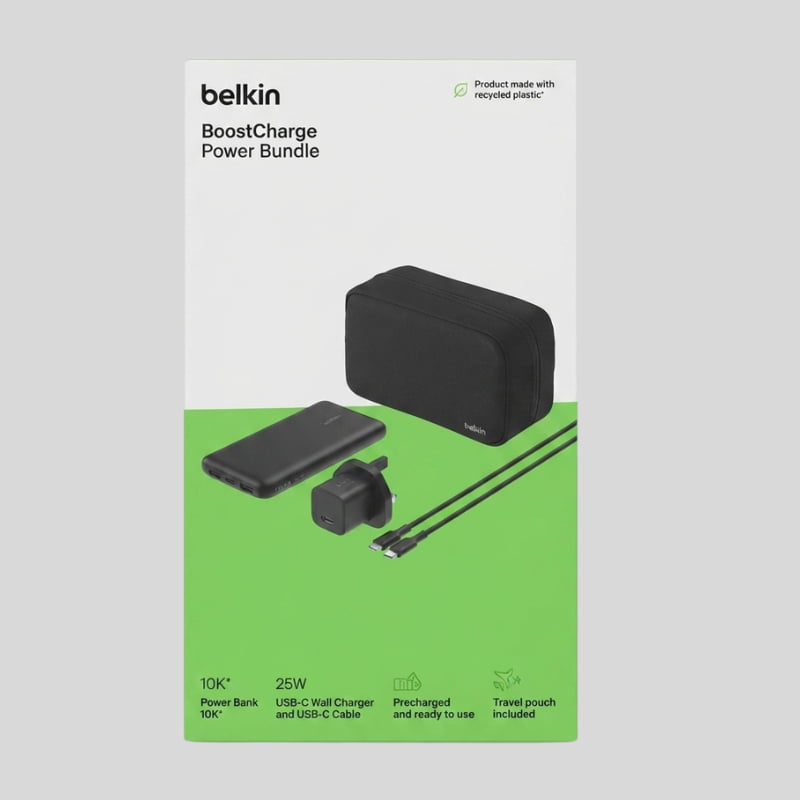 Belkin BoostCharge 10K Power Bank + 25W Charger With Travel Pouch Bundle