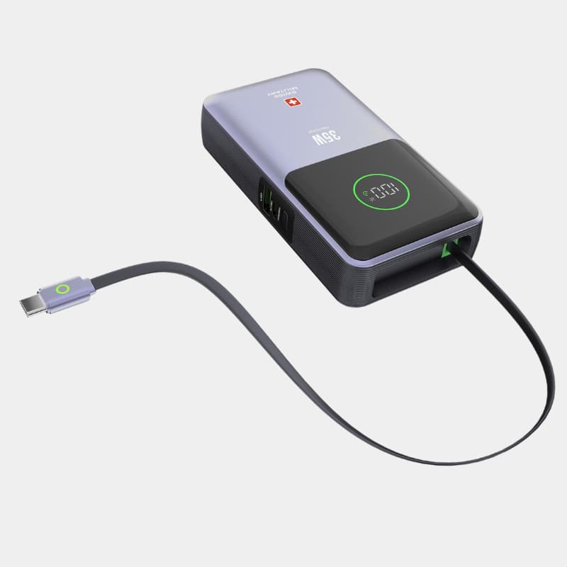 Swiss Military 10000mAh 35W Power Bank with Retractable USB-C Cable
