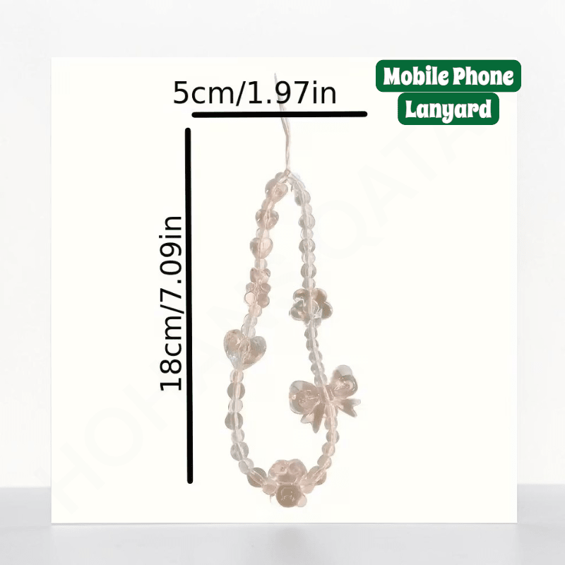 Acrylic Pink Floral Phone Lanyard Charming Mobile Accessory - Dohans Essentials - qatar