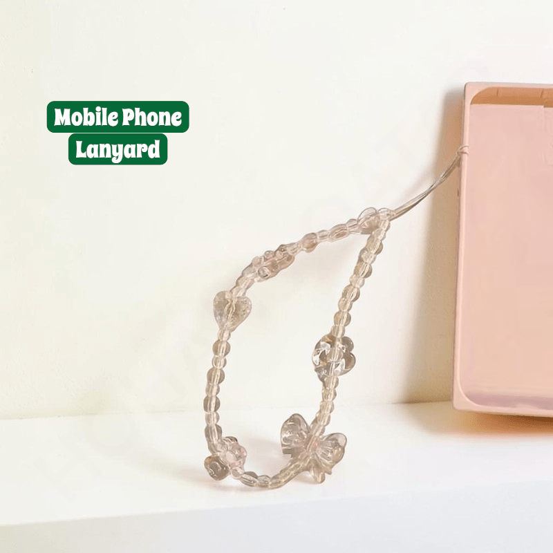 Acrylic Pink Floral Phone Lanyard Charming Mobile Accessory - Dohans Essentials - qatar