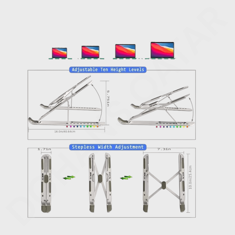 Aluminum Alloy Adjustable Foldable Laptop & Tablet Stand - Dohans Essentials - qatar