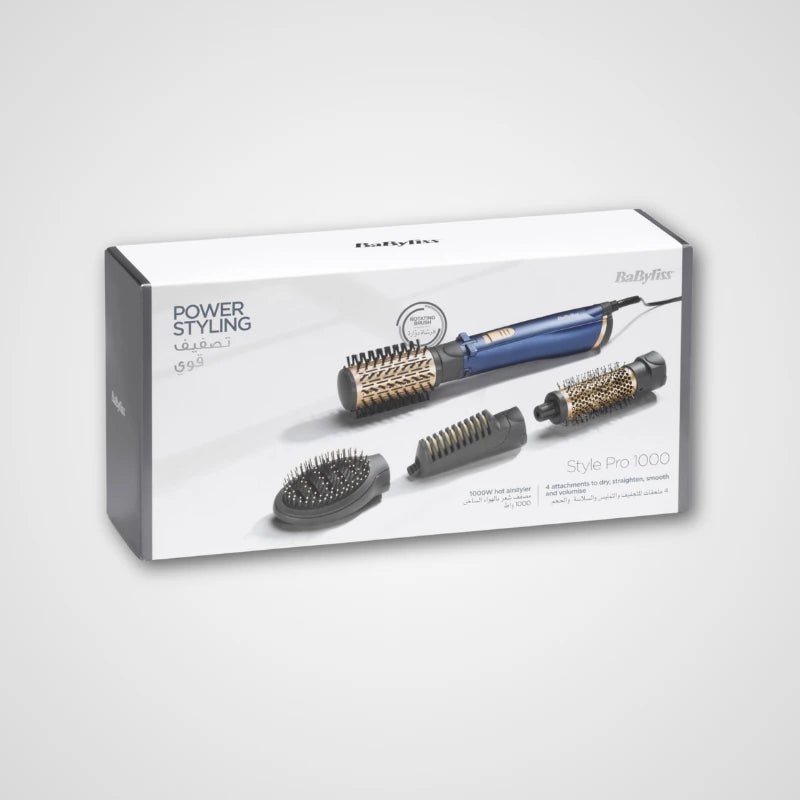 BaByliss AS965SDE 1000W Ionic Air Hair Styler with 4 Attachments Frizz - Free - Dohans Essentials - qatar