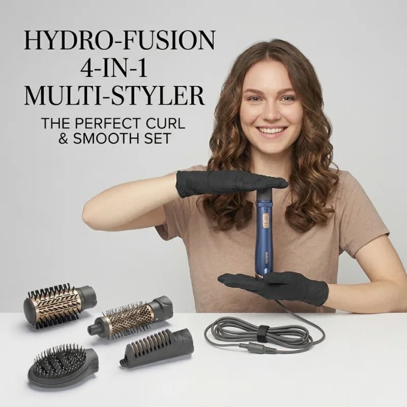 BaByliss AS965SDE 1000W Ionic Air Hair Styler with 4 Attachments Frizz - Free - Dohans Essentials - qatar