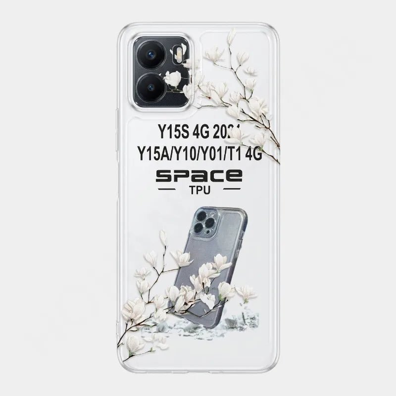 Blossom Delight Printed Clear Case for Vivo Y Series - Dohans Essentials - Vivo Y15s 4G/ Y15A/ Y10/ Y01/ T1 4G - qatar