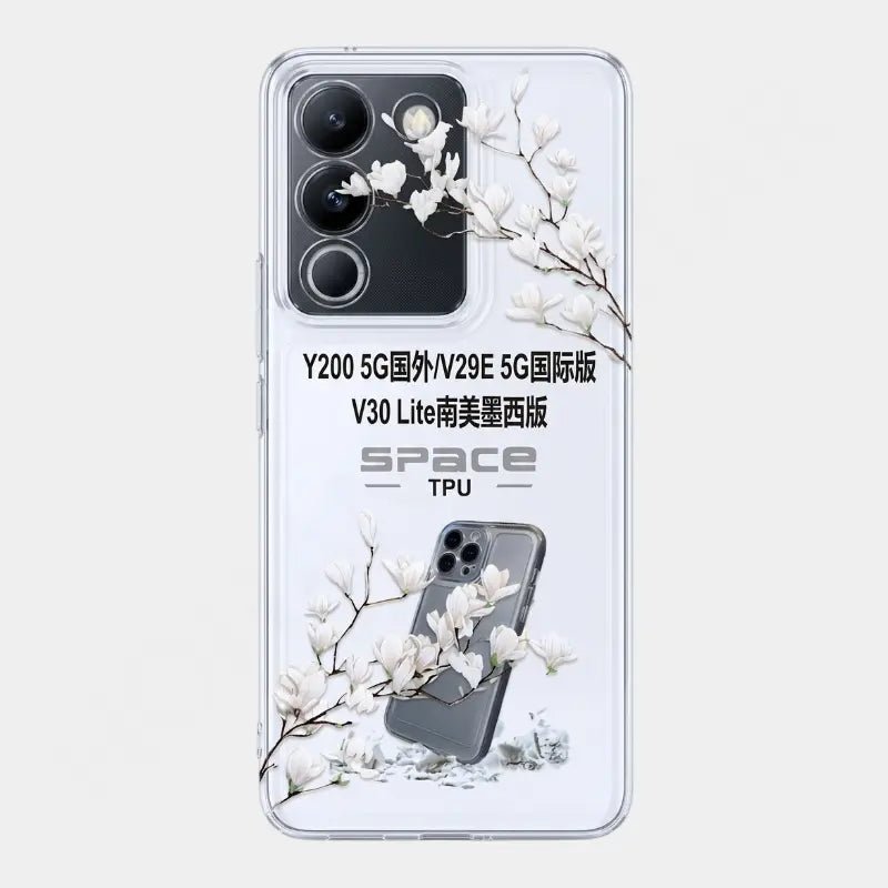 Blossom Delight Printed Clear Case for Vivo Y Series - Dohans Essentials - Vivo Y200 5G/ V29E 5G/ V30 Lite - qatar