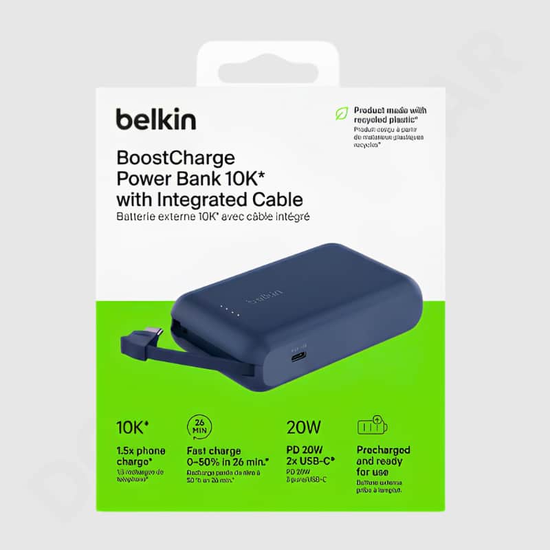 Belkin Boost Charge 10K 20W Dual USB-C Power Bank with Integrated Cable