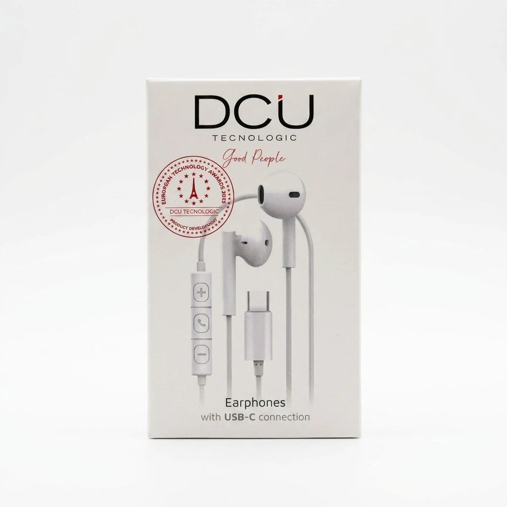 DCU Tecnologic USB - C Wired Earphone with Mic - Dohans Essentials - White - qatar