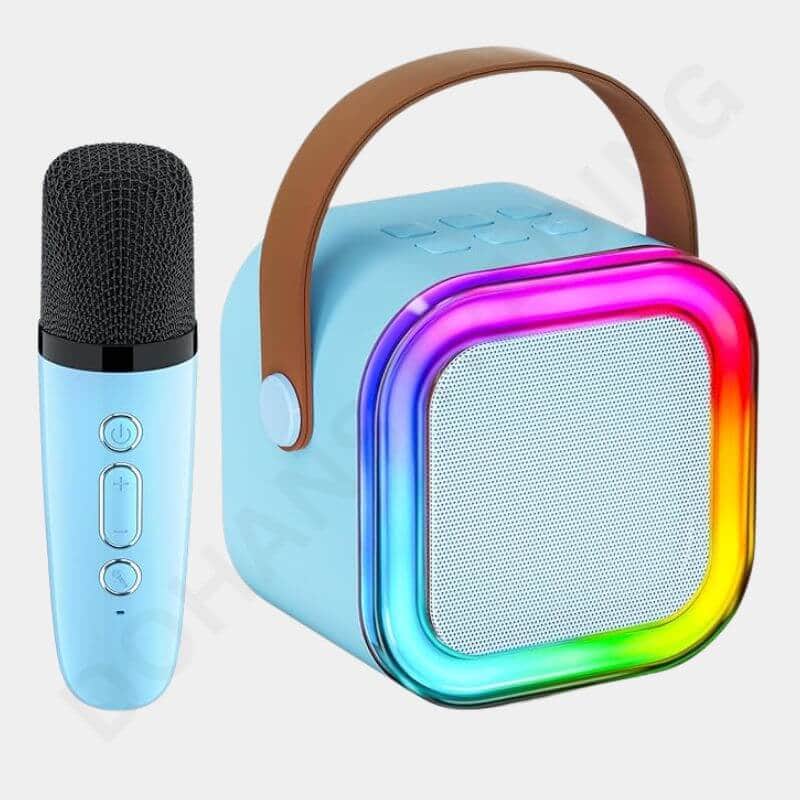 Dohans Bluetooth Speaker Blue Colorful Karaoke Sound System Dual Microphone Karaoke Speaker