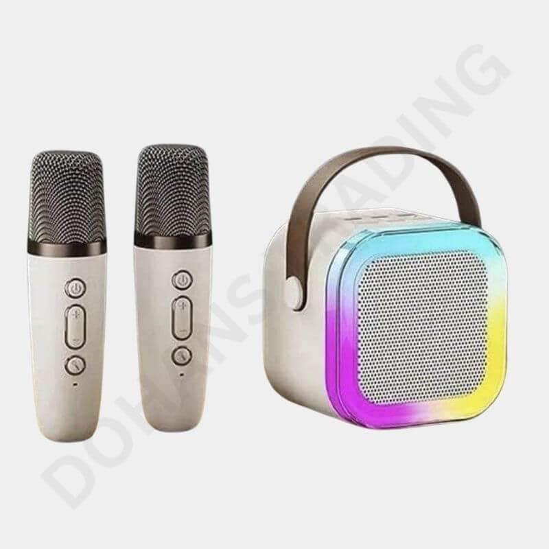 Colorful Karaoke Sound System Dual Microphone Karaoke Speaker - Bluetooth Speaker available at Dohans Qatar