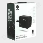 Dohans Chargers Green Lion 40W PD Dual Wall Type-C Port With Date Cable Charger