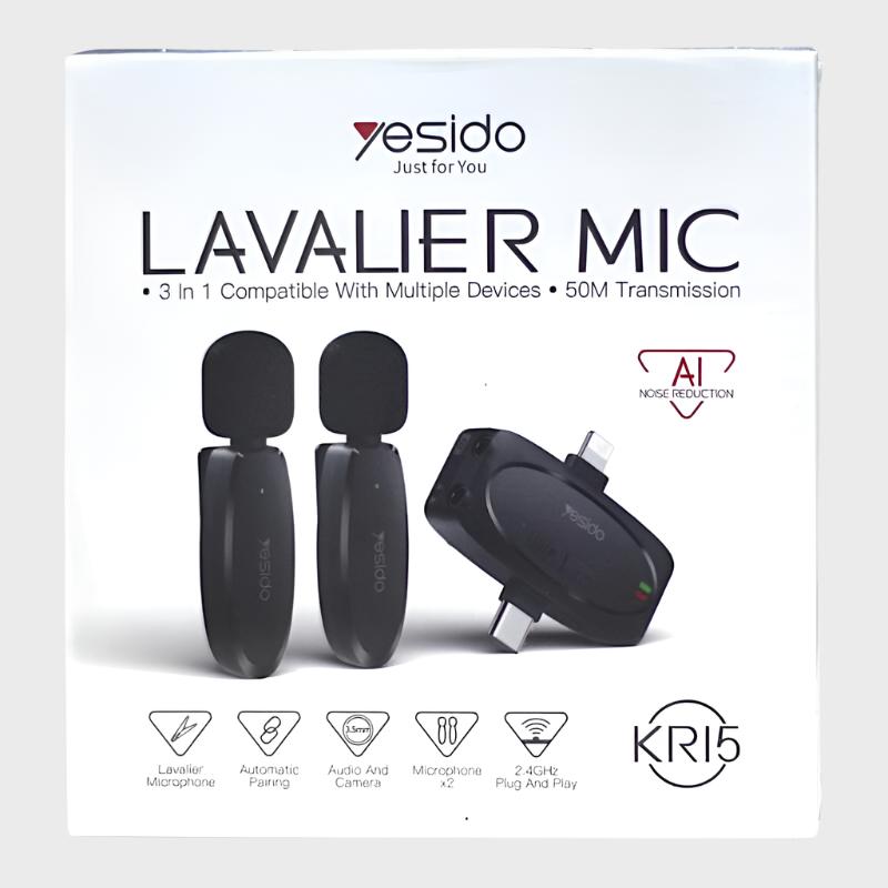 Yesido KR15 Lavalier 3 in 1 Wireless  Microphone Dohans