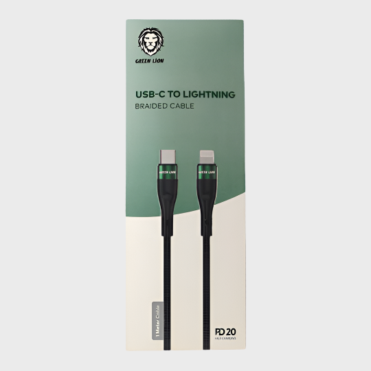 Dohans Mobile Phone Accessories Green Lion  PD20 USB-C to Lightning Braided Cable
