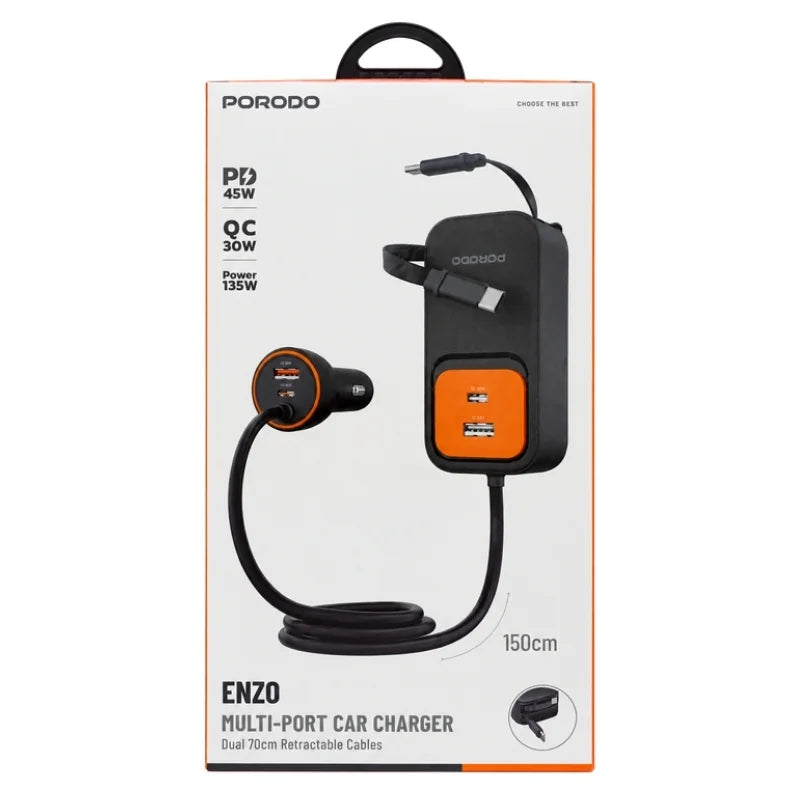 Porodo Enzo 135W Multi-Port Car Charger