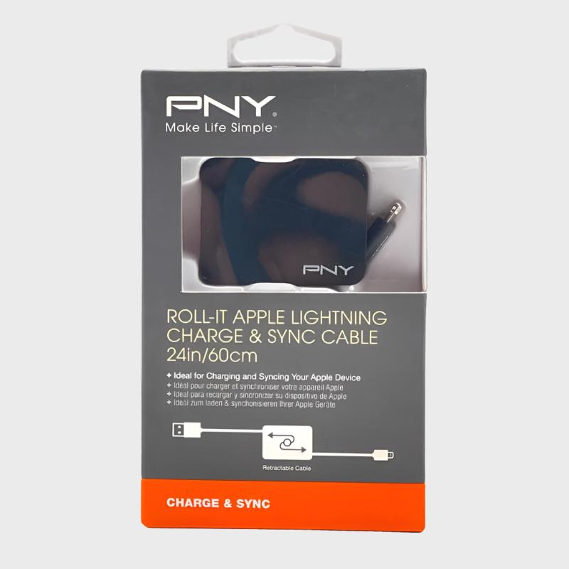 Dohans Power Adapter & Charger Accessories PNY Roll-It Apple Lightning Charge & Sync Cable 24in/ 60cm