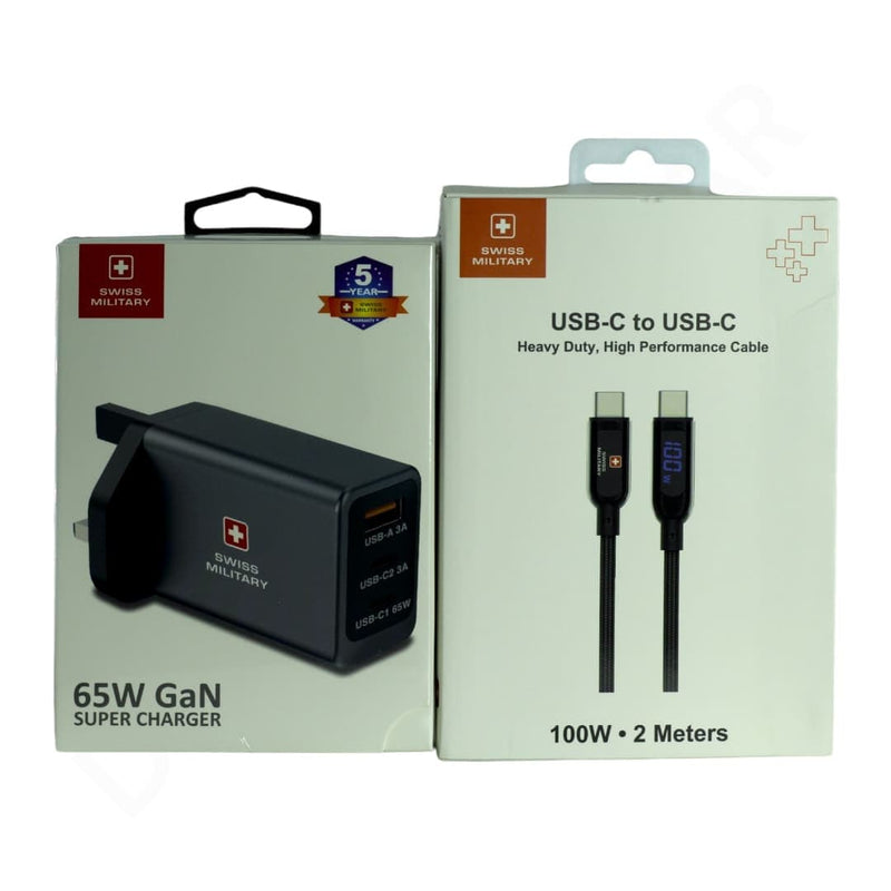 Swiss 65W GaN Super Charger With USB-C to -C Cable Accessories Dohans