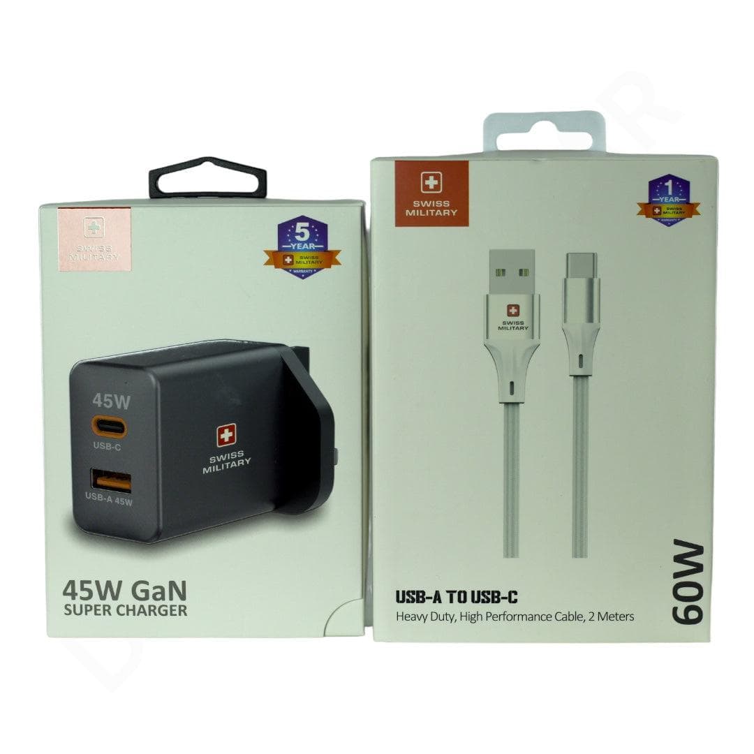 Swiss 45W GAN Super Charger With USBA to C Cable Accessories Dohans