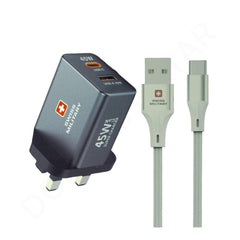 Swiss 45W GAN Super Charger With USB-A to -C Cable Accessories Dohans