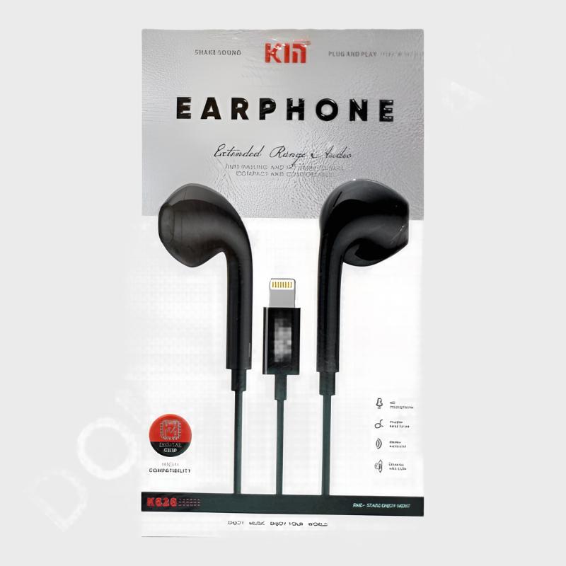 Dohans Qatar Mobile Accessories Earphone Black Kin K828 Lightning Earphone