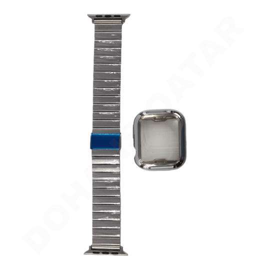 Stainless Steel Watch Strap & Screen Protector 42/44/45/49 MM Accessories - Smart Watch Straps available at Dohans Qatar