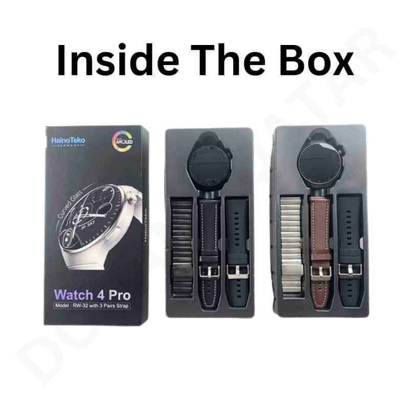 HainoTeko Watch 4 Pro RW 32 with 3 Pairs Strap Curved Glass Smartwatch Dohans