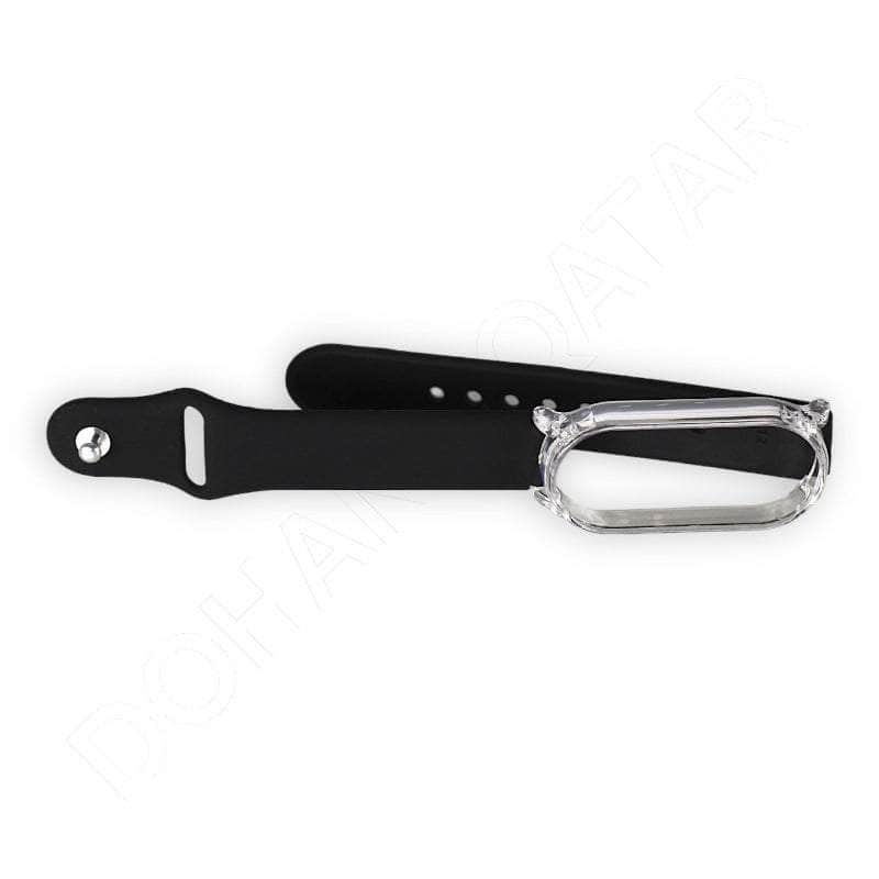 Xiaomi Mi Band 5 6 Transparent Case with Silicon Strap Dohans Qatar Mobile Accessories