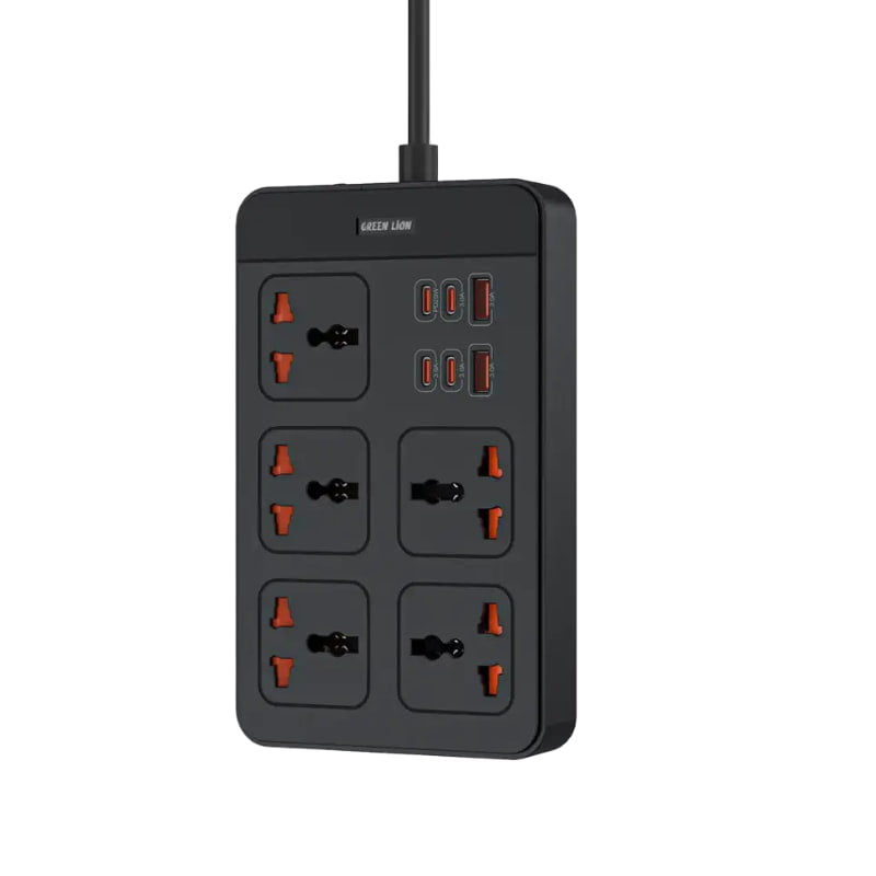 Green Lion GS-500 Power Socket Adapter 5 Sockets 6 USB - 3M - Dohans Essentials - qatar