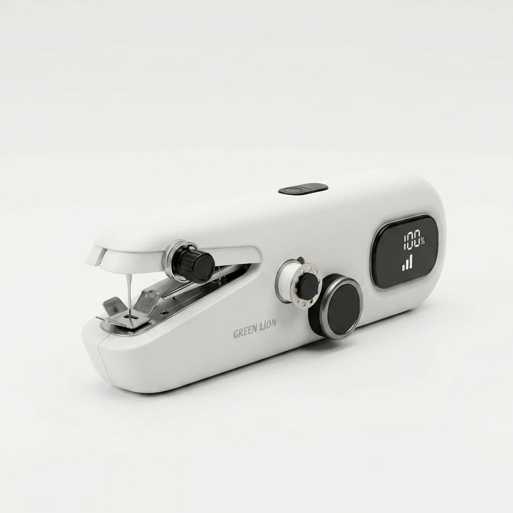 A compact electric hair removal device, branded 'GREEN LION', in white and black, shown on a seamless white background.