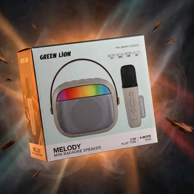 Green Lion Melody Mini Karaoke Speaker | Bluetooth 5.3 | 6 RGB Modes | Wireless Mic | USB-C - Dohans Essentials - qatar