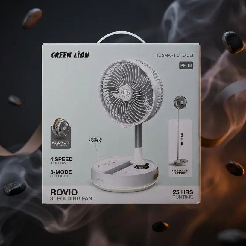 Green Lion PF-19 Portable Fan with 7200mAh Battery, 4 Speed Levels & USB-C Charging - Dohans Essentials - qatar