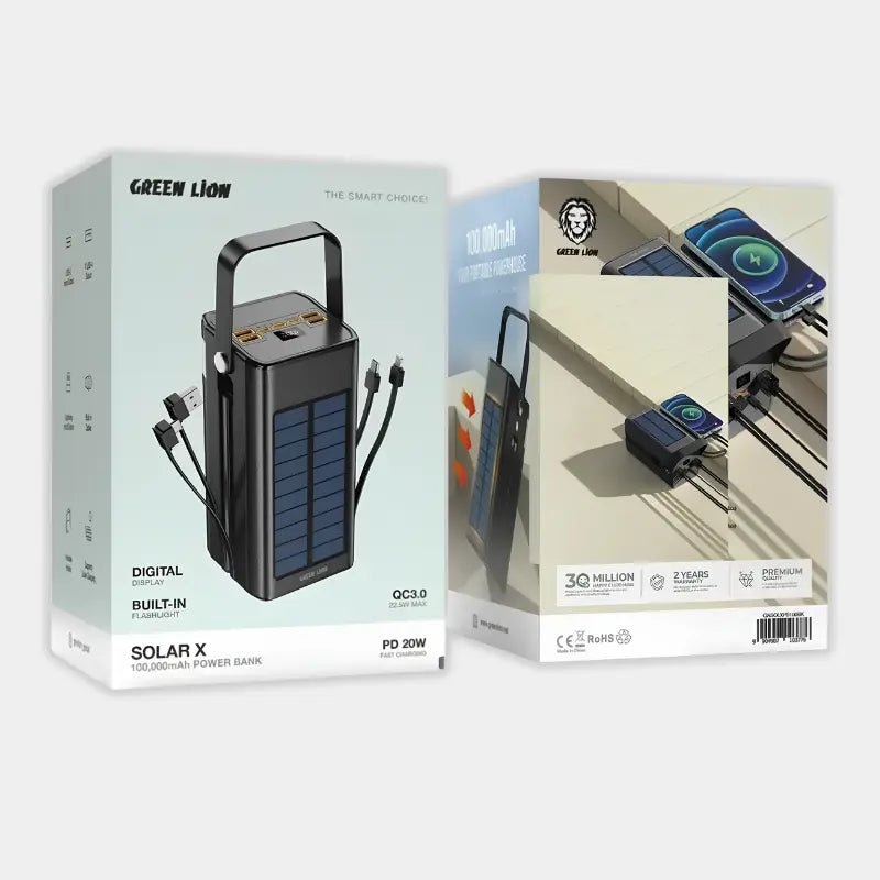 Green Lion Solar X 100000mAh PD 20W Fast Charging Power Bank - Dohans Essentials - qatar